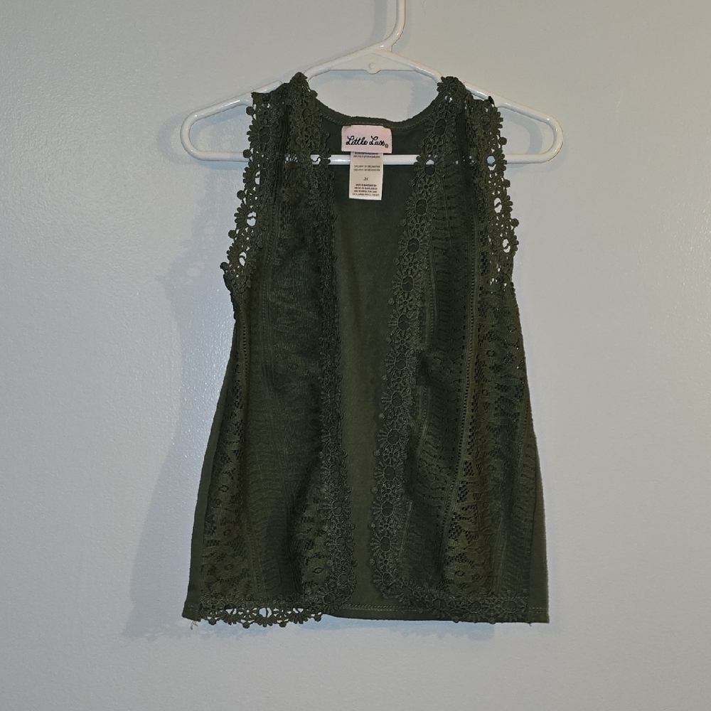 Little Lass Olive Lace Tank Top LOT-S